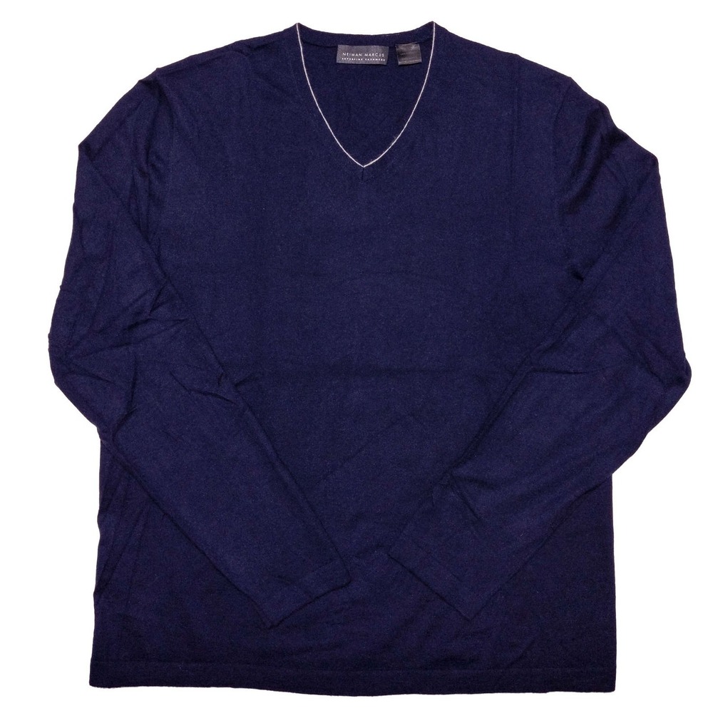 NEIMAN MARCUS Superfine Cashmere Long Sleeve Sweater Blue Men's Large L